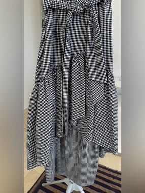 Pinko Black & White Gingham Tie-Waist A-Line Skirt, Asymmetric fabulous style, 4